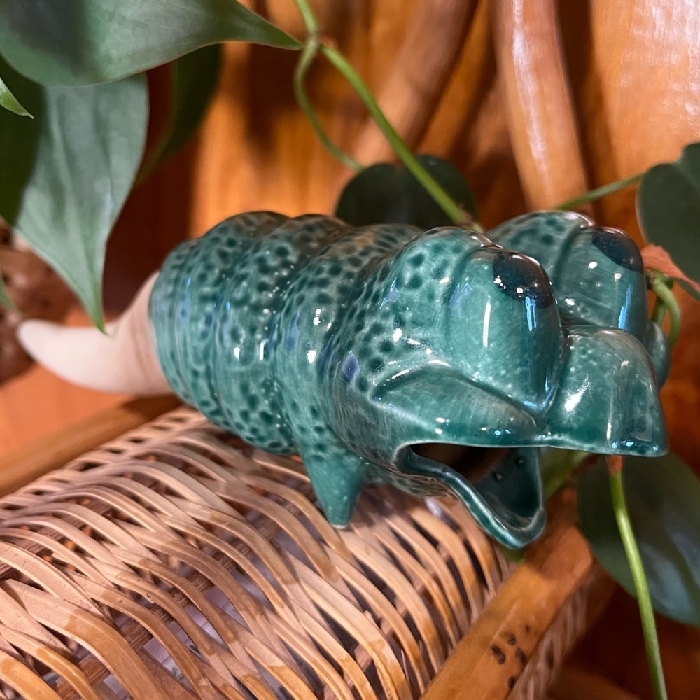 Vintage Toad Grub Porous Flower Waterer Plant Frog Spike Bug Weird England Green